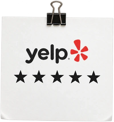Yelp logo, five stars
